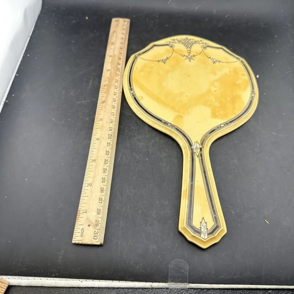 Vintage Du Barry Pyralin Ivory Hand Mirror – 1920s Celluloid Art Deco